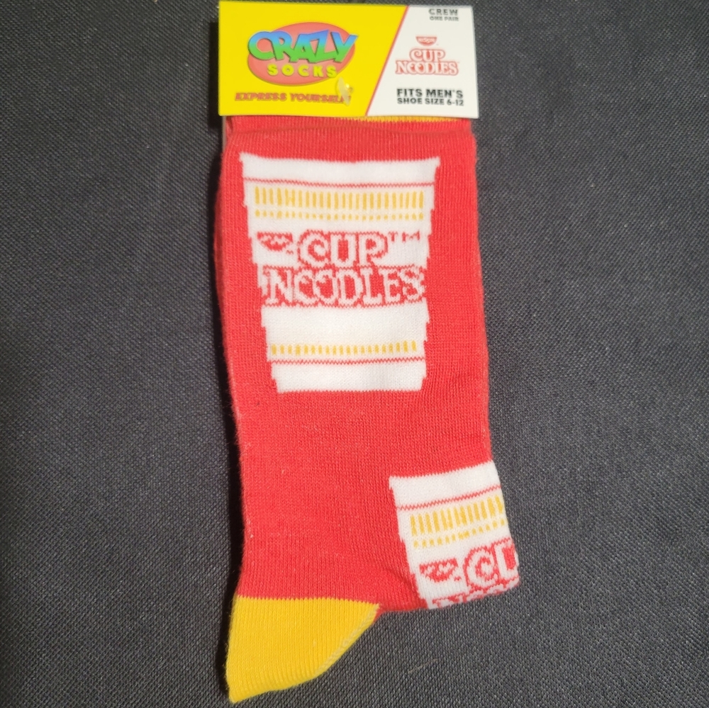 Crazy Ramen Socks, Cup O Noodles Crew Socks, Novelty Socks NEW
